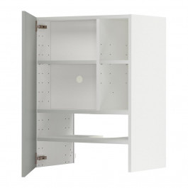 IKEA METOD Шафа-витяжка з полицею/дверцями, білий/Havstorp світло-сірий, 60х80 см (495.387.92)