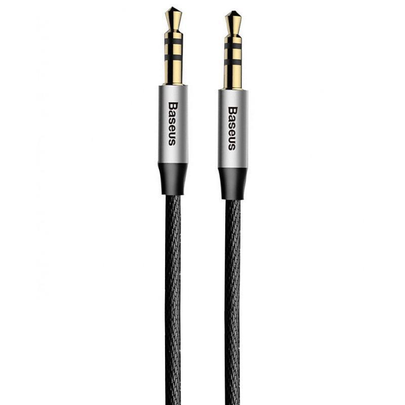 Baseus Кабель miniJack/AUX Yiven Audio Cable M30 0.5M Silver+Black (CAM30-AS1) - зображення 1