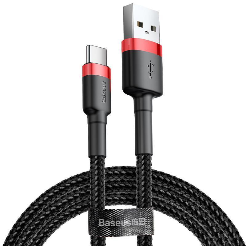 Baseus cafule Cable USB For Type-C 2A 3m Red+Black (CATKLF-U91) - зображення 1