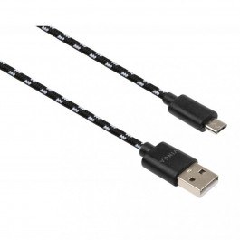 Vinga USB 2.0 AM to Micro 5P 2color nylon 1m black (VCPDCMBN31BK)