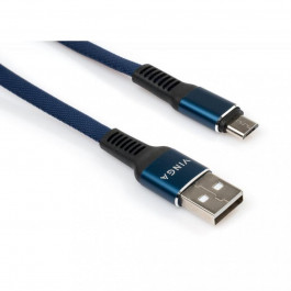 Vinga USB 2.0 AM to Micro 5P 1m flat nylon blue (VCPDCMFNB1B)