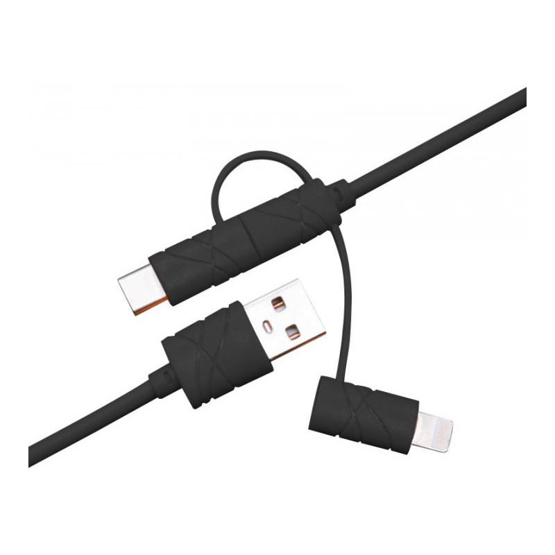XoKo SC-310 Black 3 в 1 - Lightning Micro USB Type-C 1.2m (SC-310-BK) - зображення 1