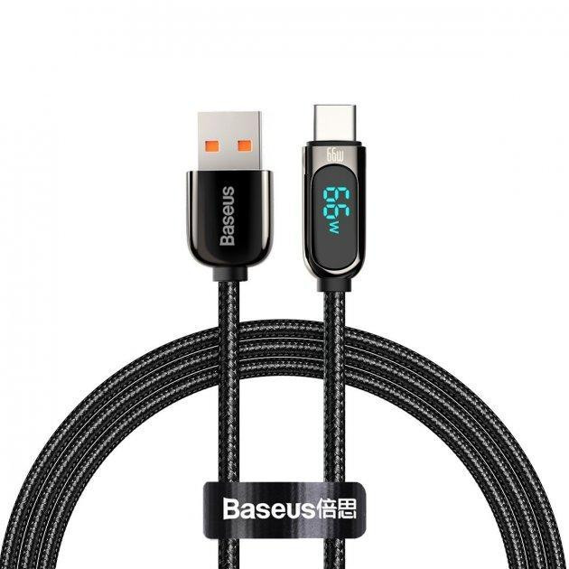 Baseus Display Fast Charging Data Cable USB to Type-C 66W 2m Black (CASX020101) - зображення 1