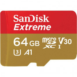 SanDisk 64 GB microSDXC UHS-I U3 Extreme Action A1 + SD Adapter SDSQXAF-064G-GN6MA