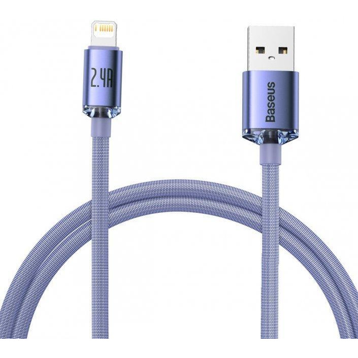 Baseus Crystal Shine Series Fast Charging Data Cable USB to Lightning 1.2m Purple (CAJY000005) - зображення 1