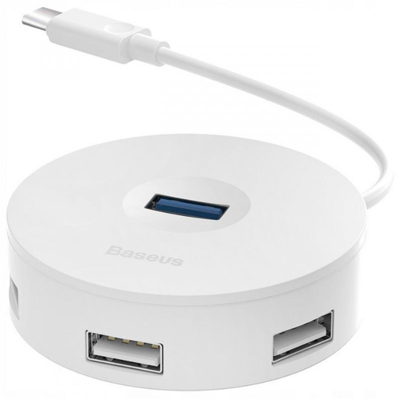 Baseus Round box HUB adapter Type-C to USB 3.0 / USB 2.0 White (CAHUB-G02) - зображення 1