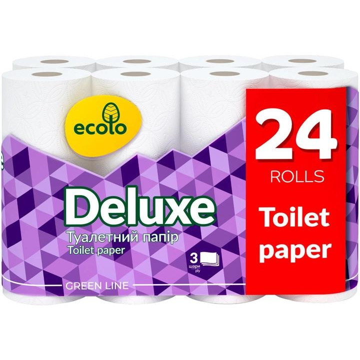 Ecolo Туалетний папір  Deluxe 3 шари Білий 24 рулони (4820202896210) - зображення 1