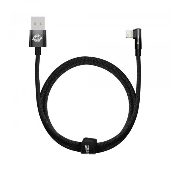 Baseus MVP 2 Elbow-shaped Fast Charging Data Cable USB to Lightning 2.4A 1m Black (CAVP000001) - зображення 1