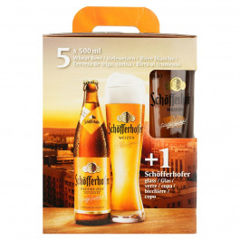 Schofferhofer Набір пива  5% (5 шт. х 0.5 л) + келих (4053400942520)