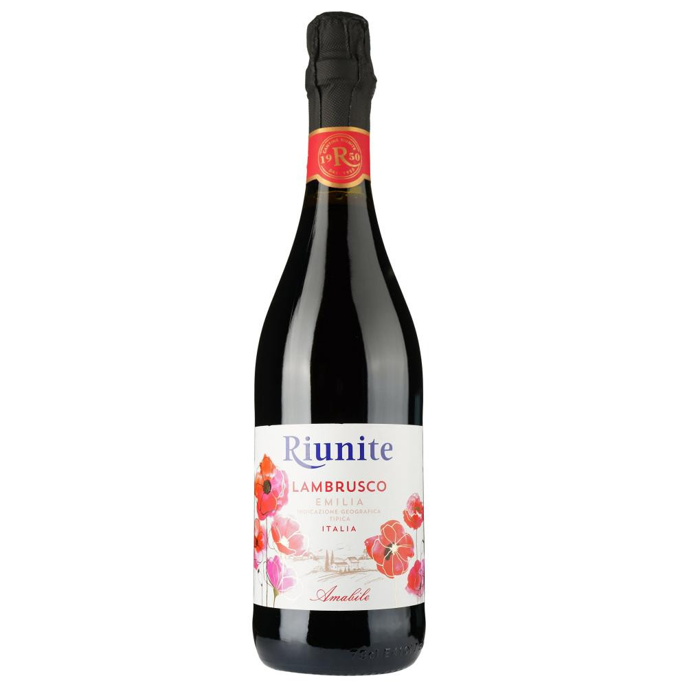 Riunite Вино ігристе  Lambrusco Emilia IGT Rosso, 0,75 л (8002550500254) - зображення 1