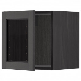 IKEA METOD Навісна шафа зі скляними дверцятами, чорна/чорна морилка Lerhyttan, 40x40 см (594.569.79)