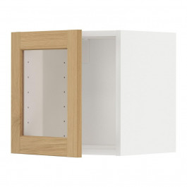 IKEA METOD Навісна шафа зі скляними дверцятами, білий/дуб форсбакка, 40х40 см (895.093.49)
