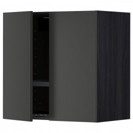 IKEA METOD Навісна шафа з сушаркою/2 дверцята, чорний/Nickebo матовий антрацит, 60x60 см (994.986.23)