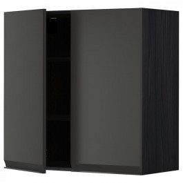 IKEA METOD Навісна шафа з полицями/2 дверцята, чорний/Upplov матовий антрацит, 80x80 см (294.952.65)