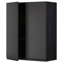IKEA METOD Навісна шафа з полицями/2 дверцята, чорний/Upplov матовий антрацит, 80x100 см (294.955.24)