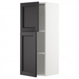 IKEA METOD Навісна шафа з полицями/2 дверцятами білий/чорний морилка Lerhyttan, 40x100 см (994.581.94)