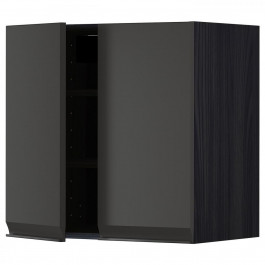 IKEA METOD Навісна шафа з полицями/2 дверцята, чорний/Upplov матовий антрацит, 60x60 см (294.954.11)