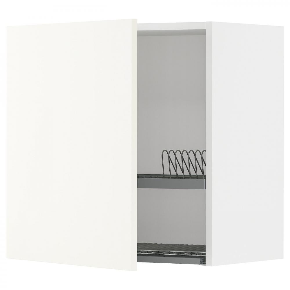 IKEA METOD Навісна шафа з сушаркою для посуду, білий/Вальстена білий, 60x60 см (895.072.89) - зображення 1