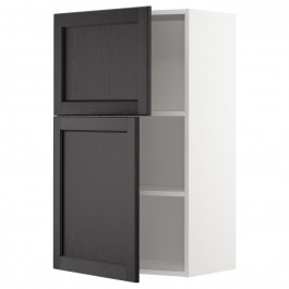 IKEA METOD Навісна шафа з полицями/2 дверцятами білий/чорний морилка Lerhyttan, 60x100 см (994.643.88)