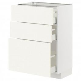 IKEA METOD/MAXIMERA Нижня шафа з 3 шухлядами, білий/Вальстена білий, 60x37 см (495.072.29)