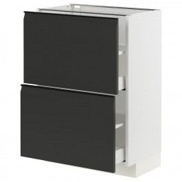 IKEA METOD/MAXIMERA Нижня шафа з 2 ящиками, білий/Upplov матовий антрацит, 60x37 см (294.934.50)