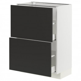 IKEA METOD/MAXIMERA Нижня шафа з 2 ящиками, білий/Nickebo матовий антрацит, 60x37 см (194.988.82)