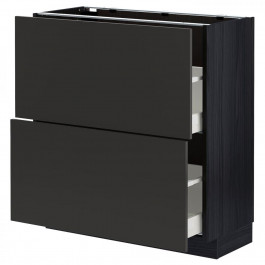 IKEA METOD/MAXIMERA Нижня шафа з 2 ящиками, чорний/Nickebo матовий антрацит, 80x37 см (094.975.81)