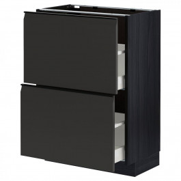 IKEA METOD/MAXIMERA Нижня шафа з 2 ящиками, чорний/Upplov матовий антрацит, 60x37 см (294.953.12)