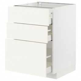IKEA METOD/MAXIMERA Нижня шафа з 3 шухлядами, білий/Вальстена білий, 60x60 см (495.072.10)