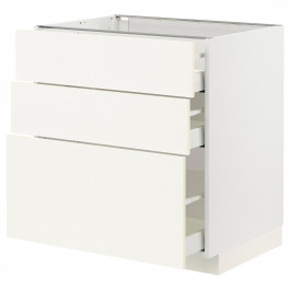 IKEA METOD/MAXIMERA Нижня шафа з 3 шухлядами, білий/Вальстена білий, 80x60 см (295.072.11)