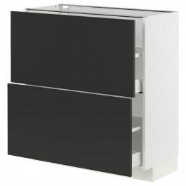 IKEA METOD/MAXIMERA Нижня шафа з 2 ящиками, білий/Nickebo матовий антрацит, 80x37 см (794.979.69)