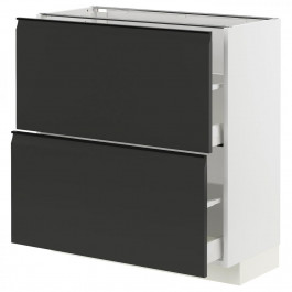 IKEA METOD/MAXIMERA Нижня шафа з 2 ящиками, білий/Upplov матовий антрацит, 80x37 см (894.938.76)
