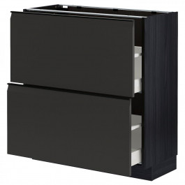 IKEA METOD/MAXIMERA Нижня шафа з 2 ящиками, чорний/Upplov матовий антрацит, 80x37 см (994.955.06)