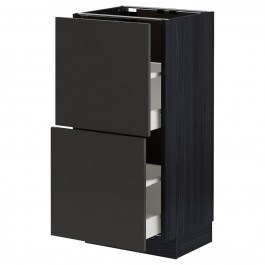 IKEA METOD/MAXIMERA Нижня шафа з 2 ящиками, чорний/Nickebo матовий антрацит, 40x37 см (194.983.49)