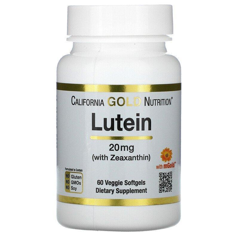 California Gold Nutrition Харчова добавка Lutein with Zeaxanthin 20 mg 60 Softgels - зображення 1