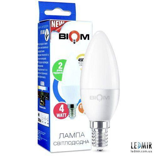 Biom LED BT-550 C37 4W E14 4500К матовая - зображення 1