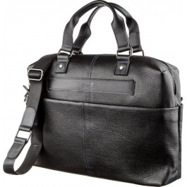 SHVIGEL Чоловіча солідна сумка для ноутбука з високоякісної чорної шкіри  (11243)