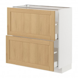 IKEA METOD/MAXIMERA Нижня шафа з 2 ящиками, білий/дуб форсбакка, 80x37 см (595.092.75)