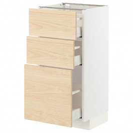 IKEA METOD/MAXIMERA Нижня шафа з 3 шухлядами, білий/світлий попелястий візерунок Askersund, 40x37 см (793