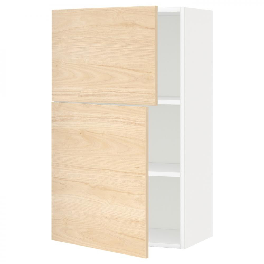 IKEA METOD Навісна шафа з полицями/2 дверцятами, білий/Askersund світлий ясен, 60x100 см (594.645.16) - зображення 1