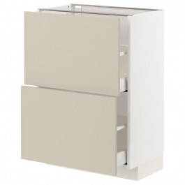 IKEA METOD/MAXIMERA Нижня шафа з 2 ящиками, білий/бежевий Havstorp, 60x37 см (294.267.24)