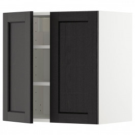 IKEA METOD Навісна шафа з полицями/2 дверцятами білий/чорний морилка Lerhyttan, 60x60 см (894.642.18)