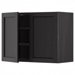 IKEA METOD Навісна шафа з полицями/2 дверцятами, чорна/чорна морилка Lerhyttan, 80x60 см (694.664.40)