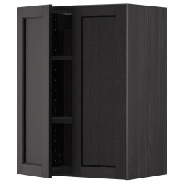 IKEA METOD Навісна шафа з полицями/2 дверцята, чорний/чорний морилка Lerhyttan, 60x80 см (594.691.61)