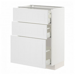 IKEA METOD/MAXIMERA Нижня шафа з 3 шухлядами, білий/білий Stensund, 60x37 см (394.095.16)