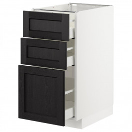 IKEA METOD/MAXIMERA Нижня шафа з 3 шухлядами, білий/чорний тонований Lerhyttan, 40x60 см (592.568.43)