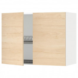 IKEA METOD Навісна шафа з сушаркою/2 дверцята, білий/світлий попелястий візерунок Askersund, 80x60 см (79