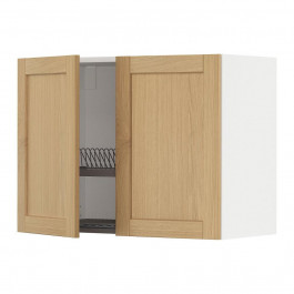 IKEA METOD Навісна шафа з сушаркою/2 дверцята, білий/дуб форсбакка, 80x60 см (995.093.77)
