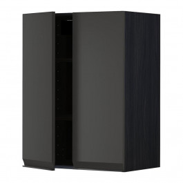 IKEA METOD Навісна шафа з полицями/2 дверцята, чорний/Upplov матовий антрацит, 60x80 см (494.954.34)