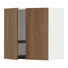 IKEA METOD Навісна шафа з сушаркою/2 дверцята, білий/Tistorp імітація коричневого горіха, 60x60 см (495.1